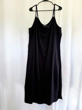 Haute Fox Black Maxi Dress 3X Plus Size Adjustable Strap Flowy Minimalist Boho